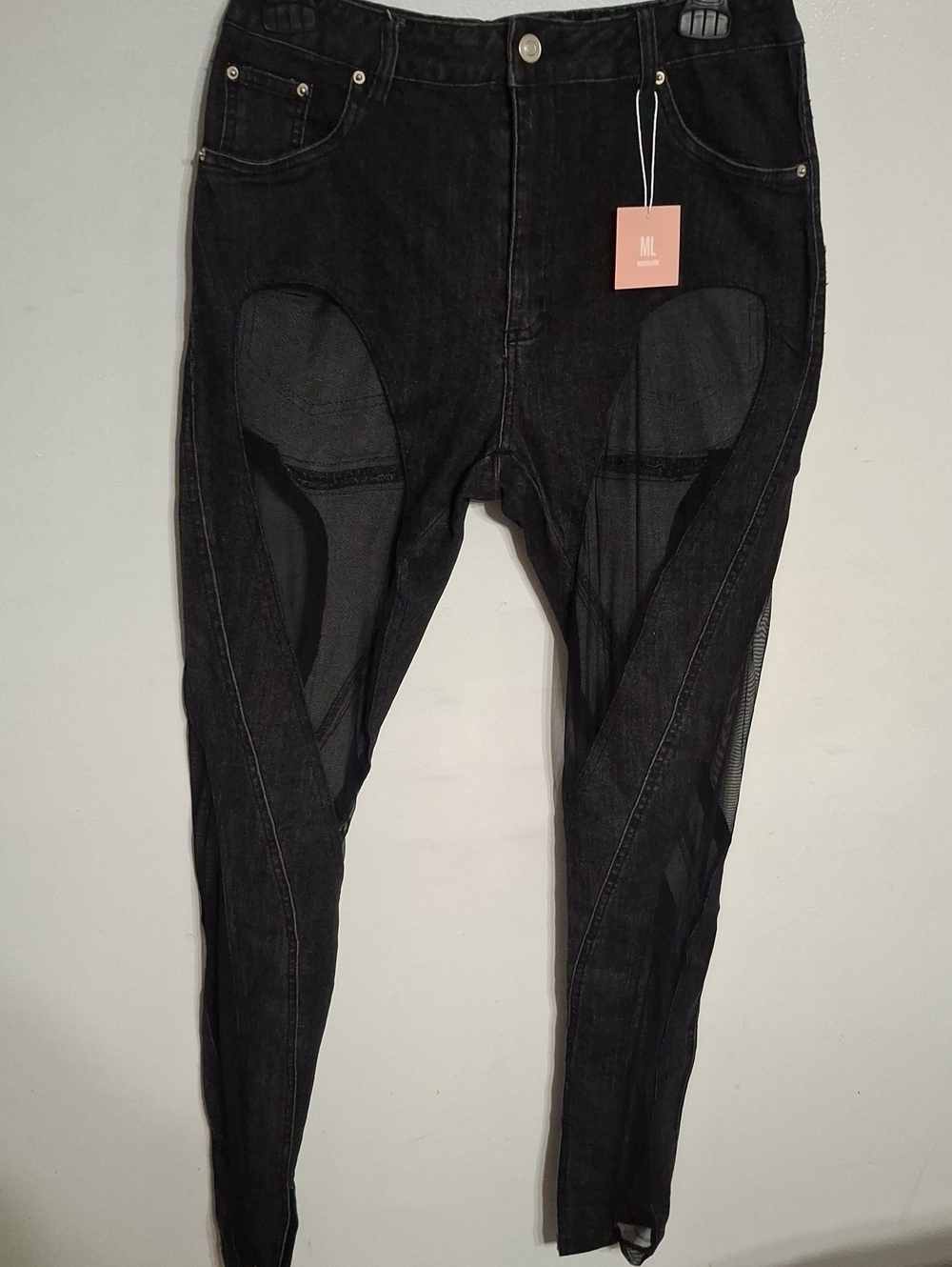 Miss Lola/ Black Jeggings w Mesh Accent- W Sz Medium